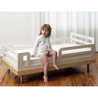 Solid Wood White Bed with Guardrails